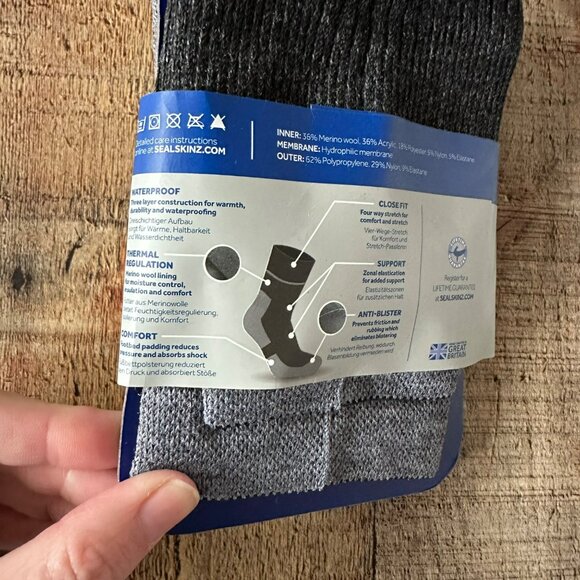 NWT Sealskinz All Weather Ankle Length Waterproof Sock in Gray Size Large - Picture 6 of 6